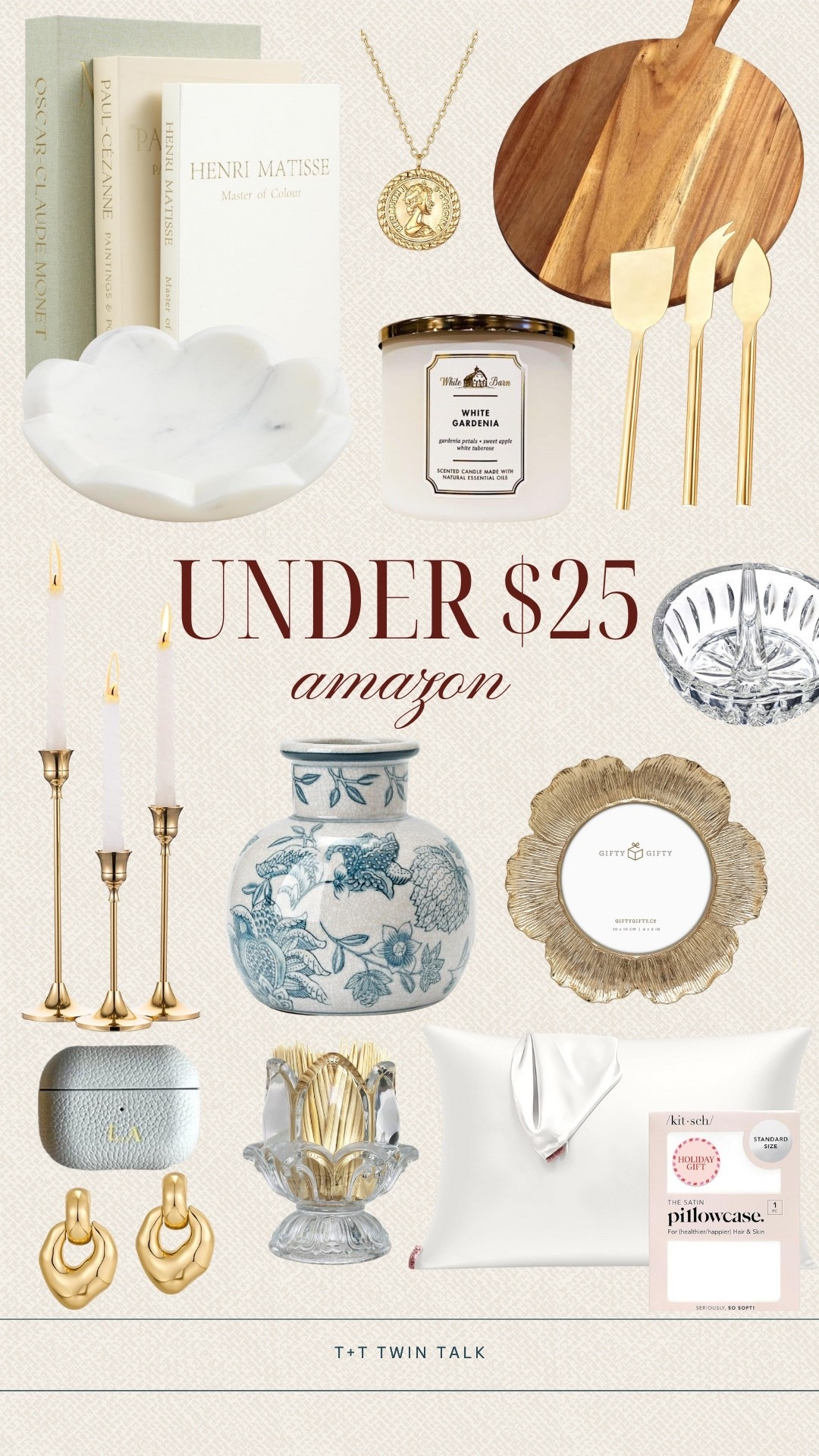 Amazon finds under $25! We are loving the floral vase, gold candle stick holders, and satin pillow case! Plus the charcuterie board, gold cheese knives, and marble bowl! These would all make great gifts for the holiday season as well! 

#LTKHoliday #LTKFindsUnder50 #LTKGiftGuide