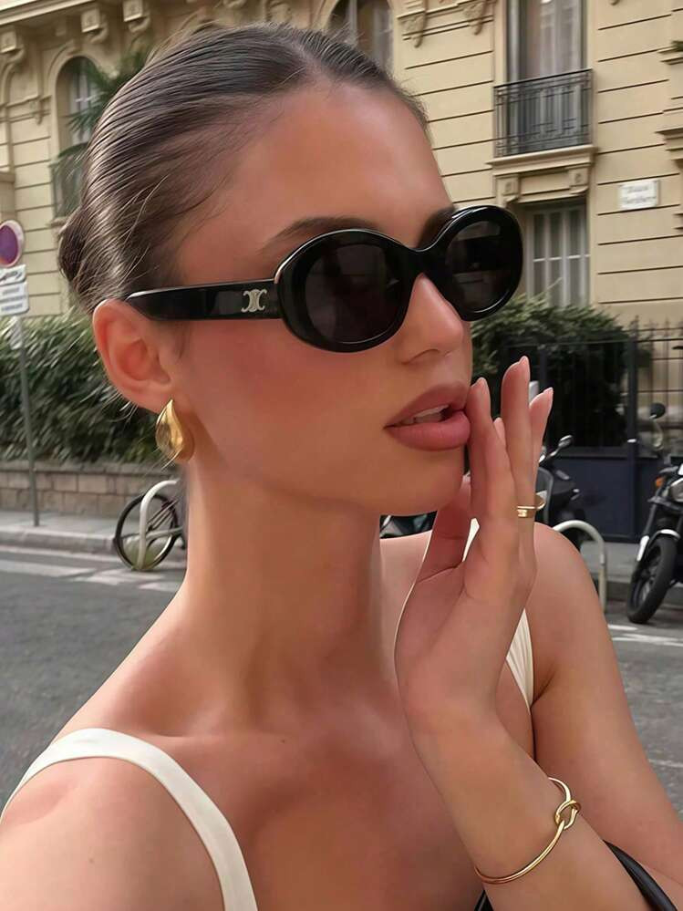 1 Stück Retro Ovale Modebrillen Für Frauen, Katzenauge Modebrillen, Schicke Straßenmode Ovale Sonnenbrillen | SHEIN