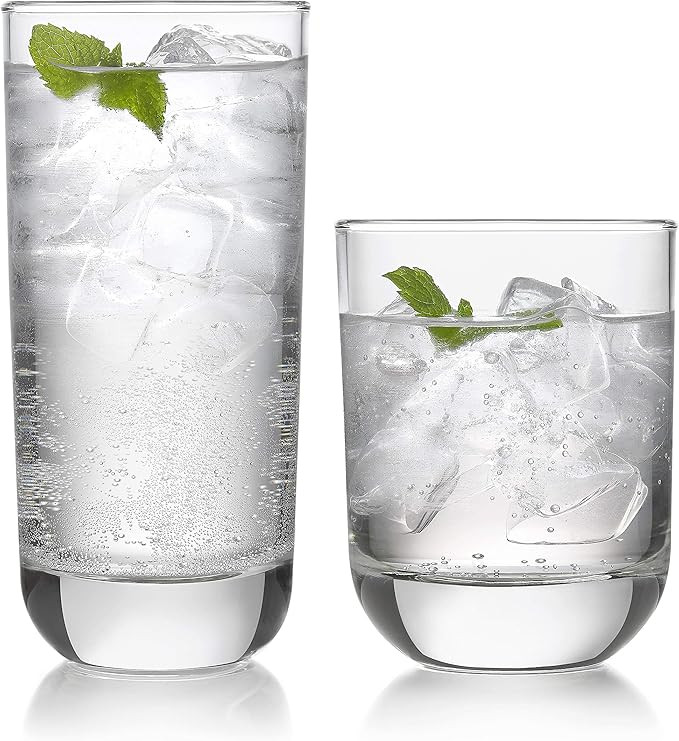 Libbey Polaris 16-Piece Tumbler and Rocks Glass Set, Clear | Amazon (US)