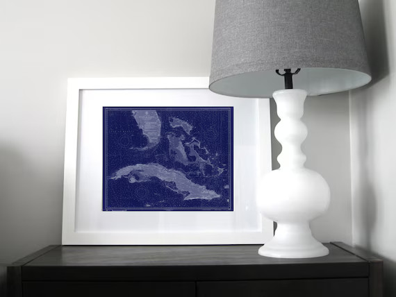 Florida Straits Cuba Nautical Chart Map 1954 Dark Blue | Etsy | Etsy (US)