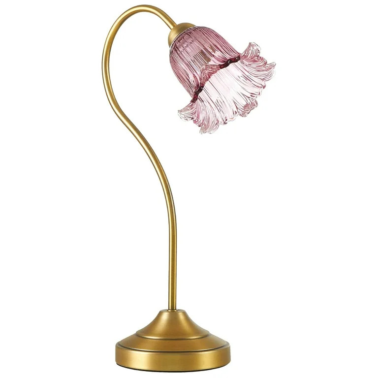 Beautiful Vintage-Style Rose Pink Flower Glass Desk Lamp by Drew Barrymore, 20" H | Walmart (US)