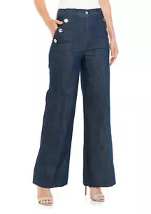 Tommy Hilfiger Women's Denim Trousers with Button Details | Belk