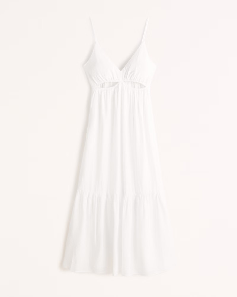 Women's Plunge Cutout Maxi Dress | Women's New Arrivals | Abercrombie.com | Abercrombie & Fitch (US)