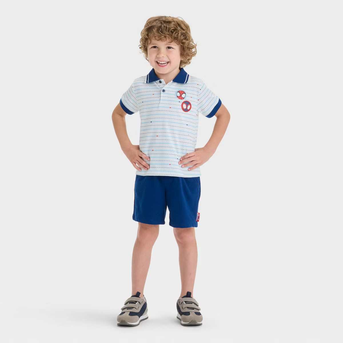 Toddler Boys' 2pc Spidey & Friends Miles Morales Polo Top & Shorts Set - Dark Blue | Target