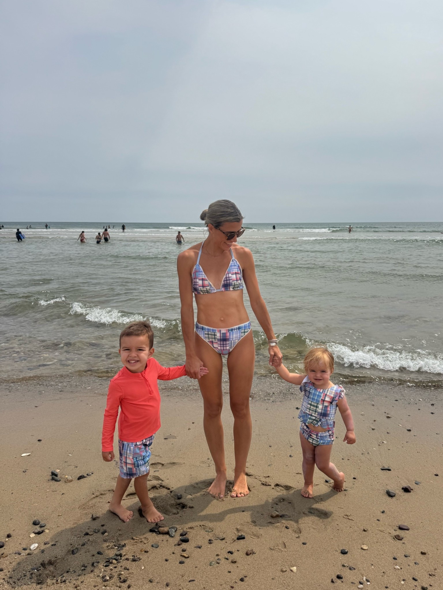 Matching swimsuits 
Women’s top and bottoms run big