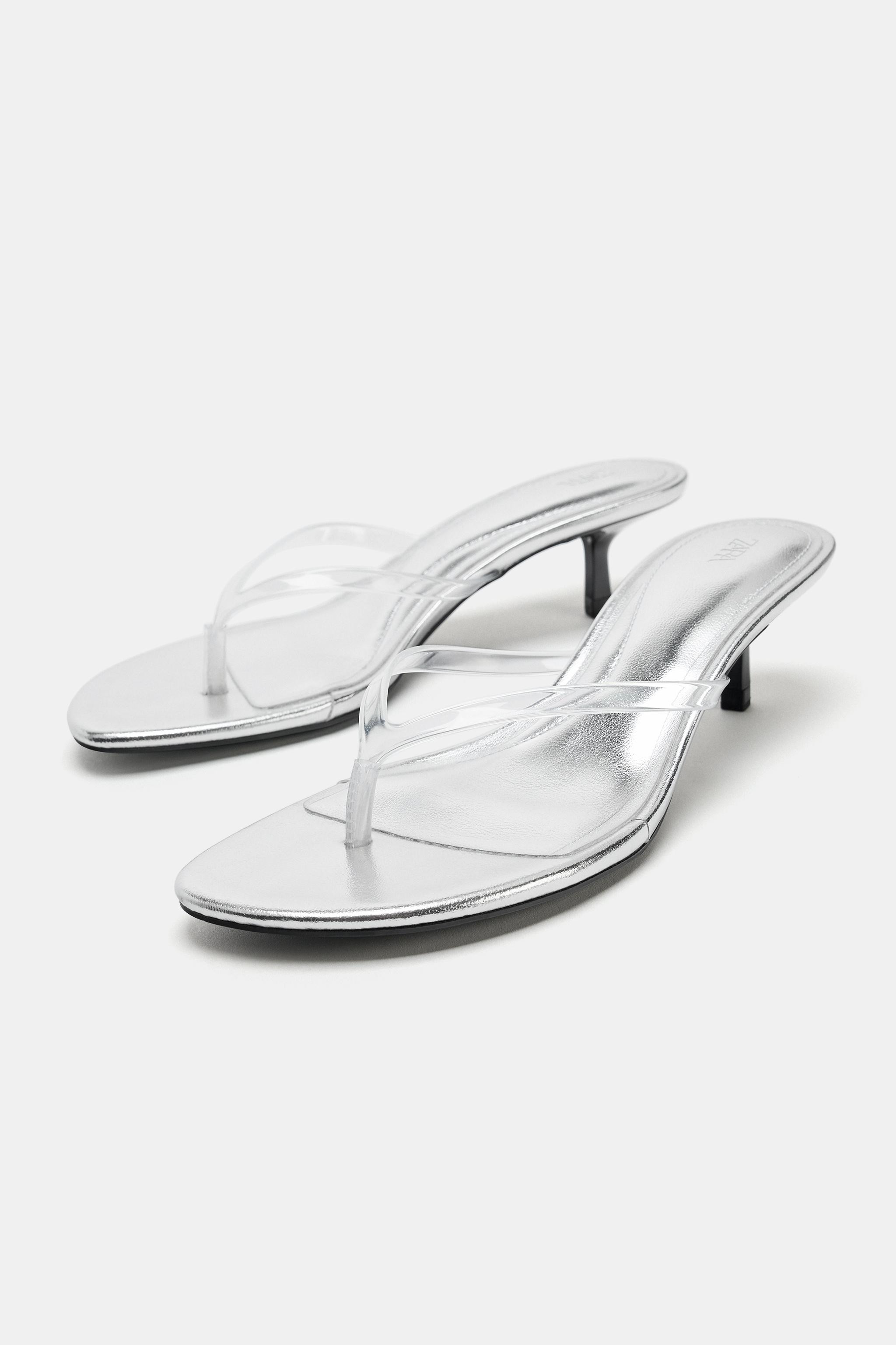 SANDALES \u00c0 TALONS EFFET M\u00c9TALLIS\u00c9 | Zara FR