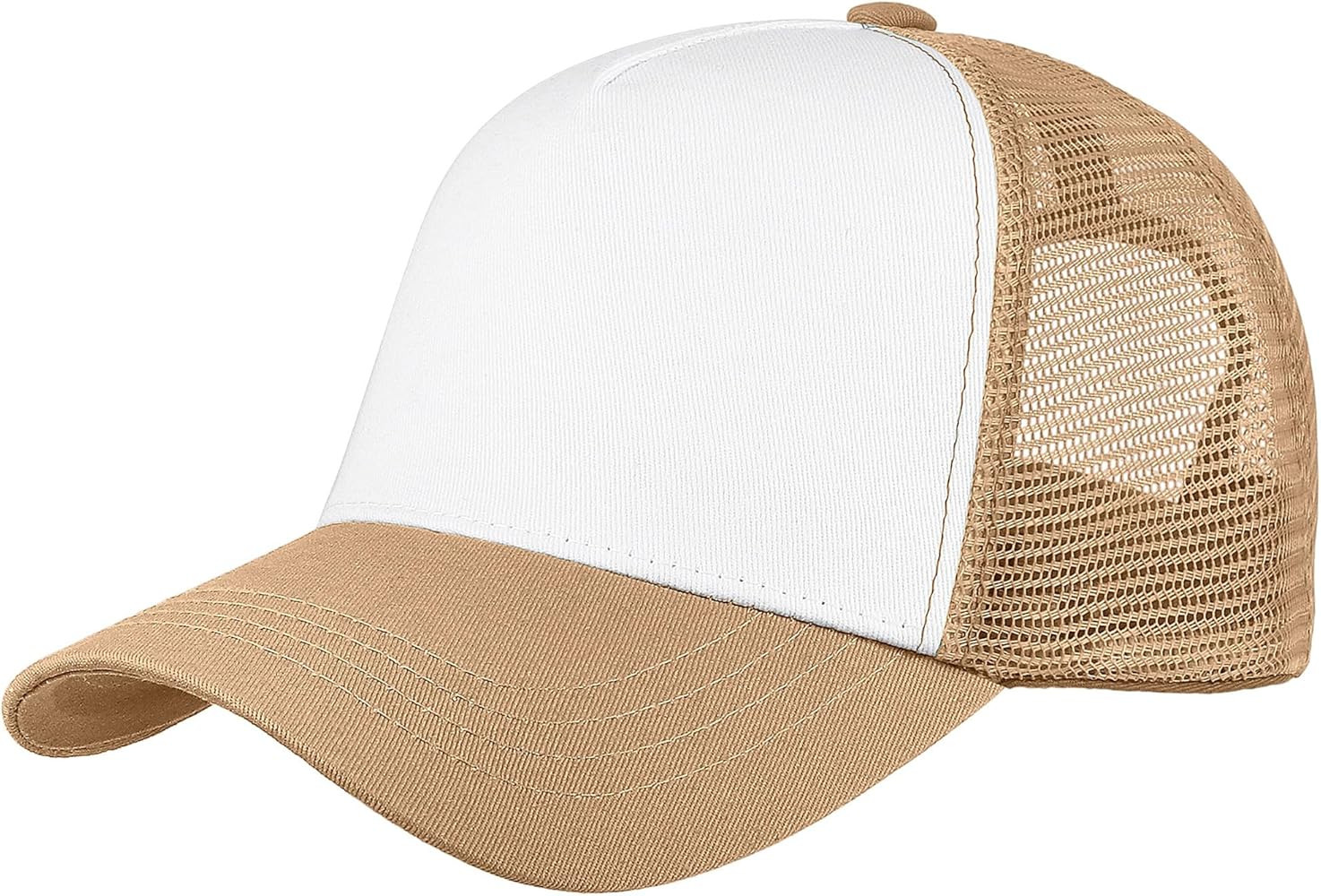 Falari 5-Panel Mesh Baseball Cap, Trucker Hat, Structured Plain Design, Cotton, Adjustable Size | Amazon (US)