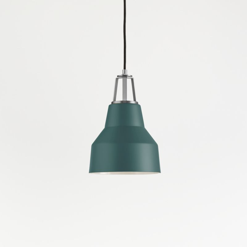 Maddox Teal Farmhouse Pendant Small with Nickel Socket | Crate and Barrel | Crate & Barrel