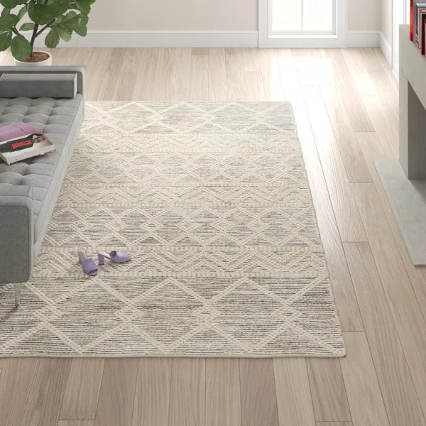 Gil Moroccan Handmade Flatweave Wool Charcoal/Cream Area Rug | Wayfair North America
