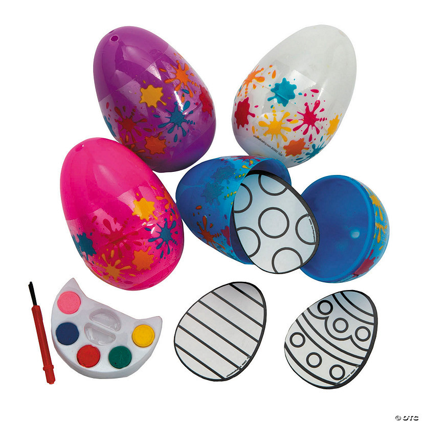 3" Mini Watercolor Paint Pallet Set-Filled Plastic Easter Eggs - 24 Pc. | Oriental Trading Company
