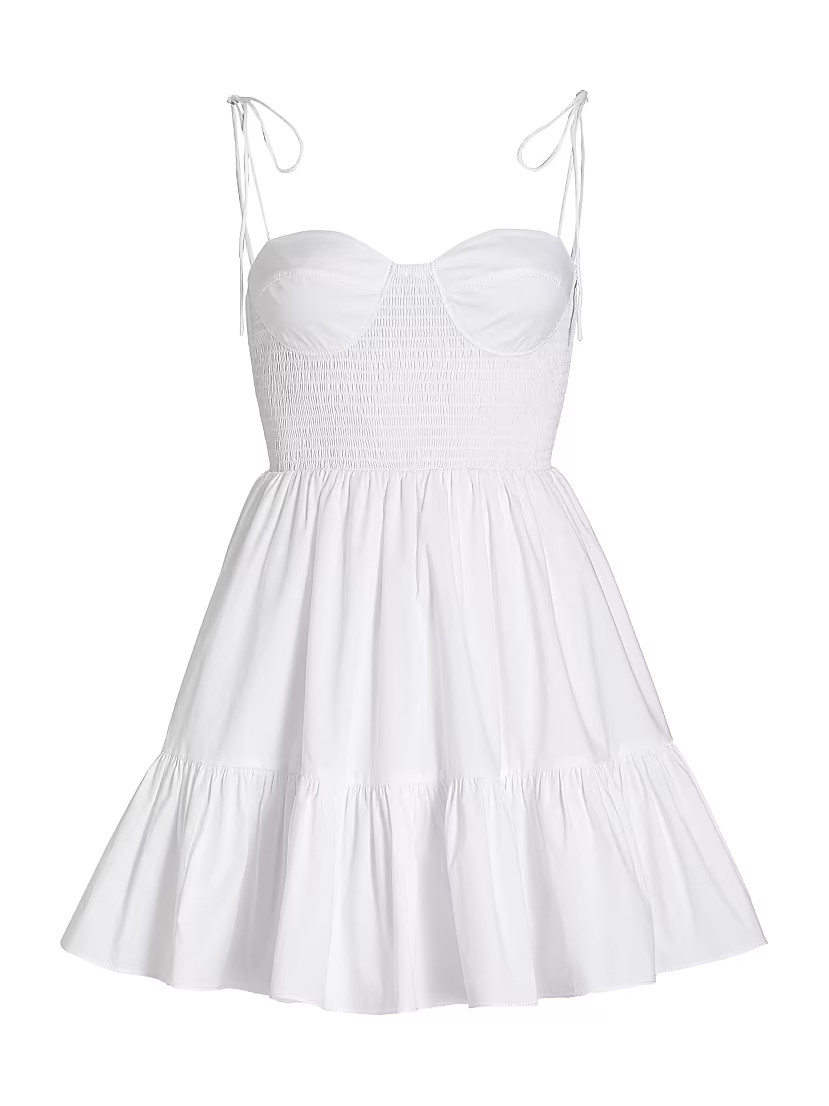 STAUD Landry Smocked Bustier Minidress | Saks Fifth Avenue
