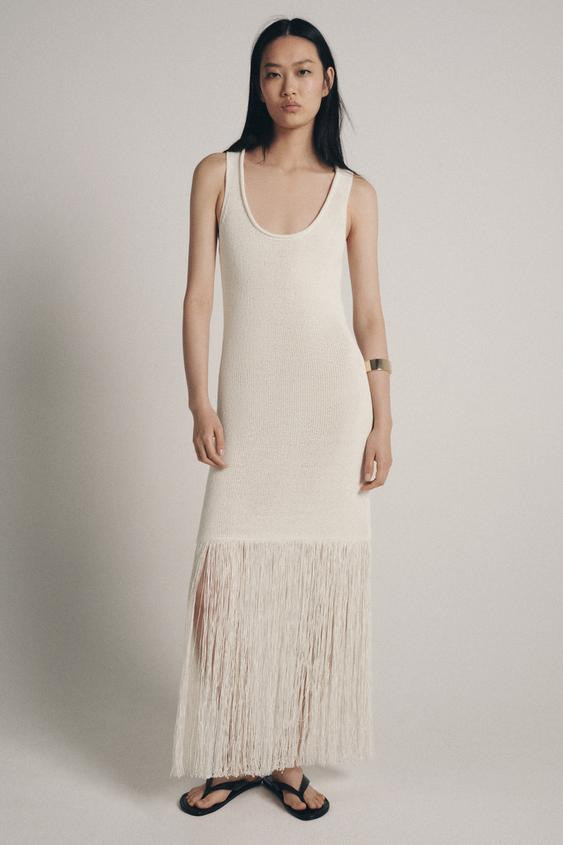 FRINGED KNIT DRESS | Zara UK