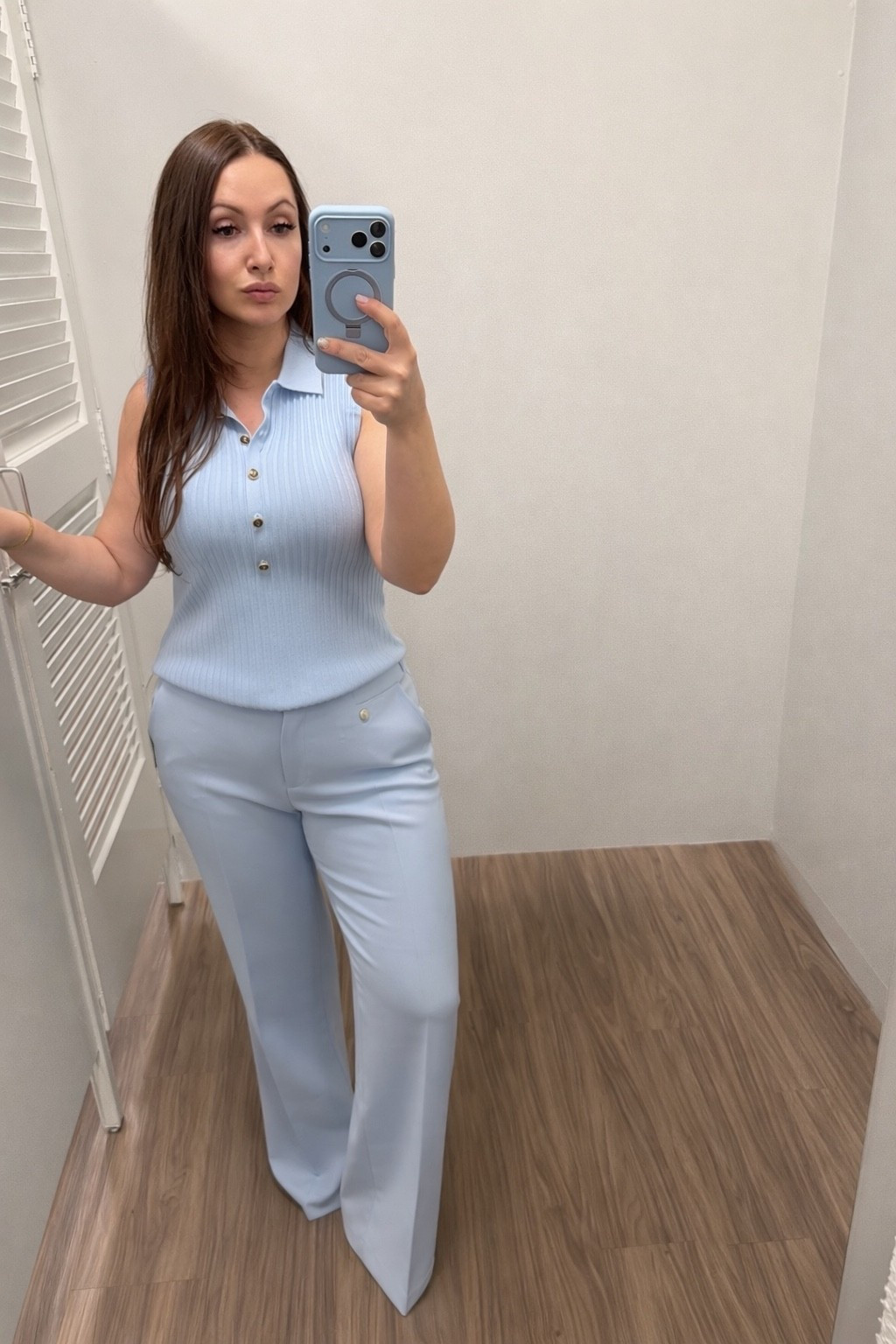 The ice blue colour is definitely my new obsession of 2026! ￼ Both of these pieces are from Karl  Lagerfield found at @Macys 

#LTKSaleAlert #LTKSpringSale #LTKSeasonal