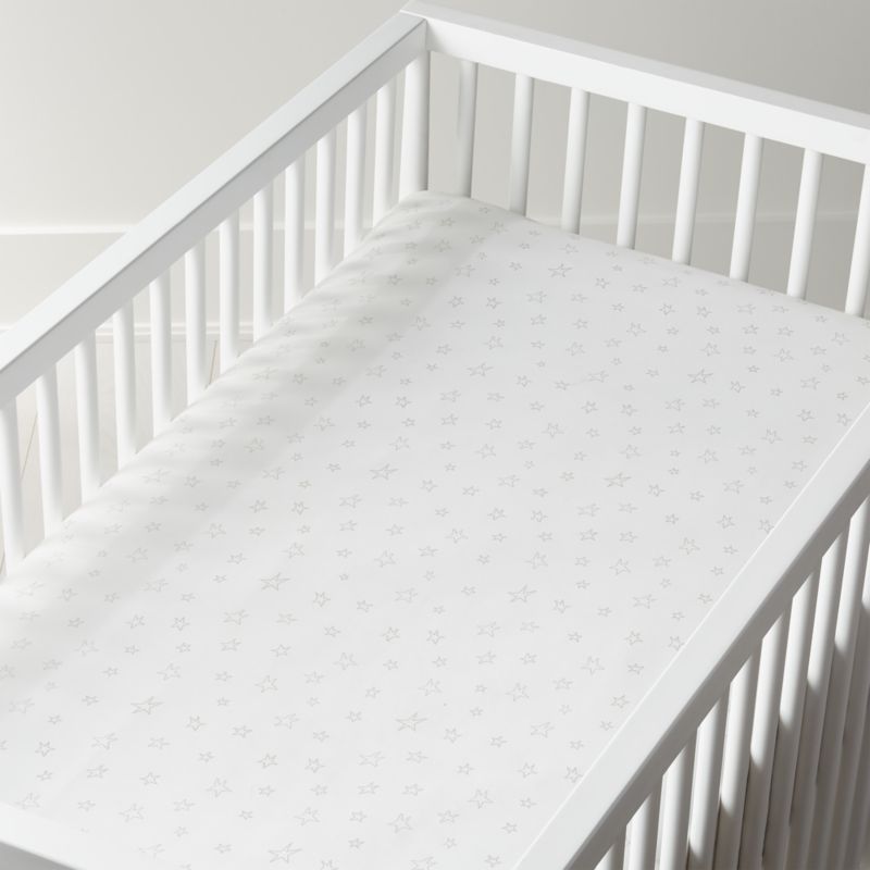 Organic Cream Star Crib Fitted Sheet + Reviews | Crate and Barrel | Crate & Barrel