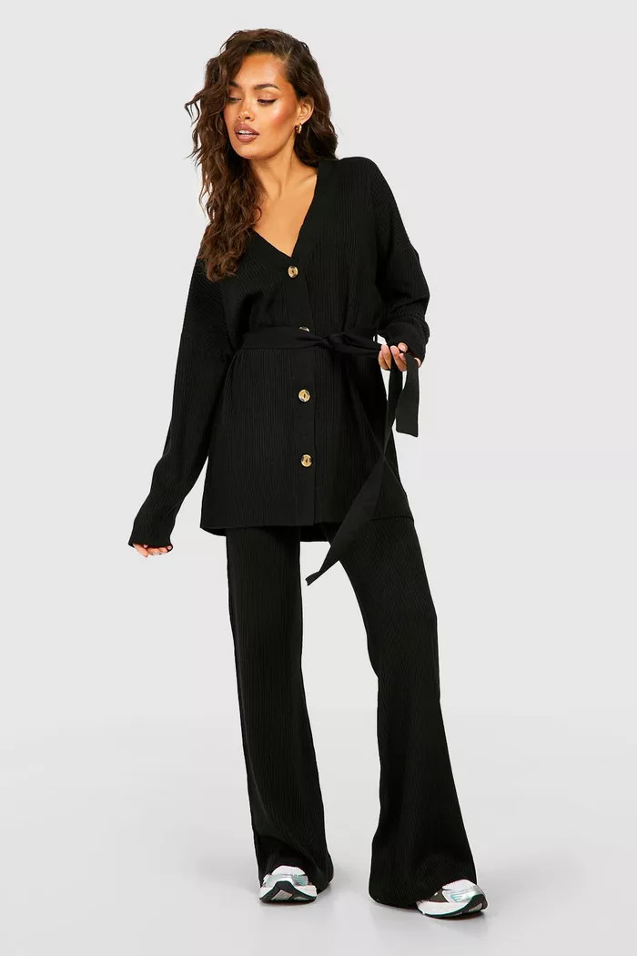 Knitted Cardigan & Wide Leg Trouser Co-ord | Boohoo.com (UK & IE)
