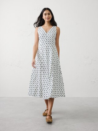 Linen-Blend Drapey Midi Dress | Banana Republic Factory