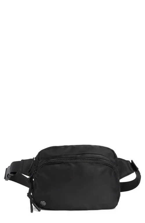 Zella Two Pocket Belt Bag in Black at Nordstrom | Nordstrom