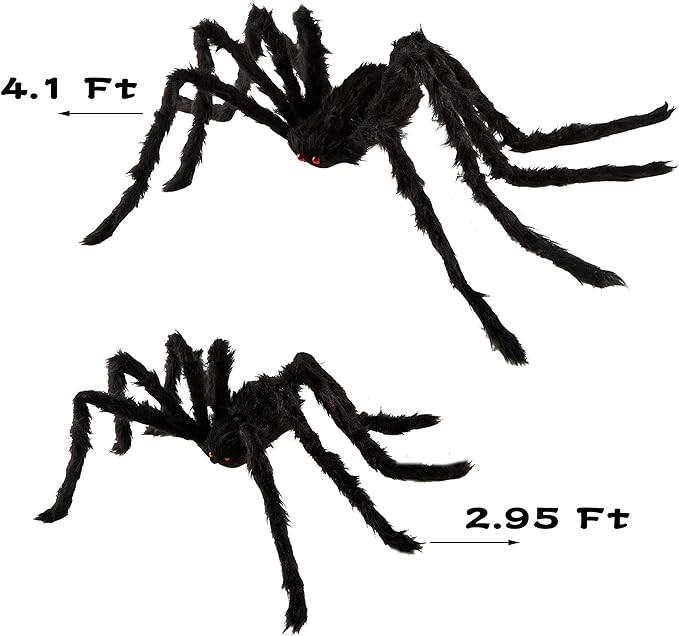 QBSM 2 Pcs Realistic Hairy Giant Spider Real Large Fake Spiders for Halloween Outdoor Decoration ... | Amazon (US)