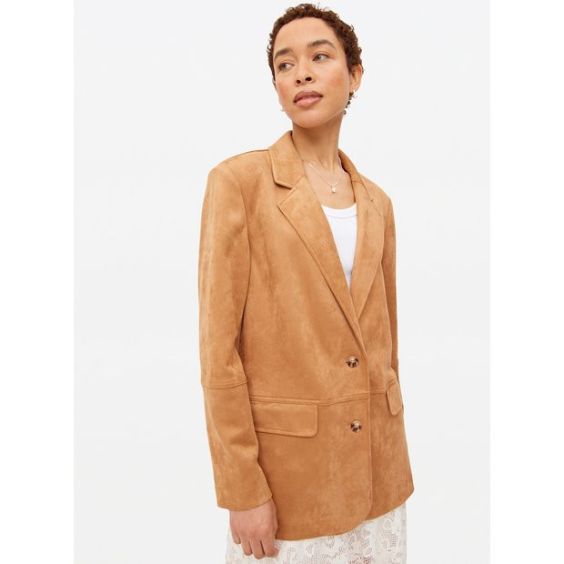 Brown Faux Suede Relaxed Blazer 18 | Tu Clothing