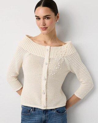 Off-The-Shoulder Embellished Pullover | White House Black Market