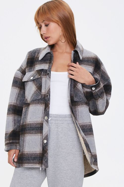 Plaid Button-Front Shacket | Forever 21 (US)