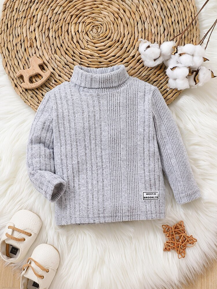 Baby Letter Patched Detail Turtleneck Tee | SHEIN