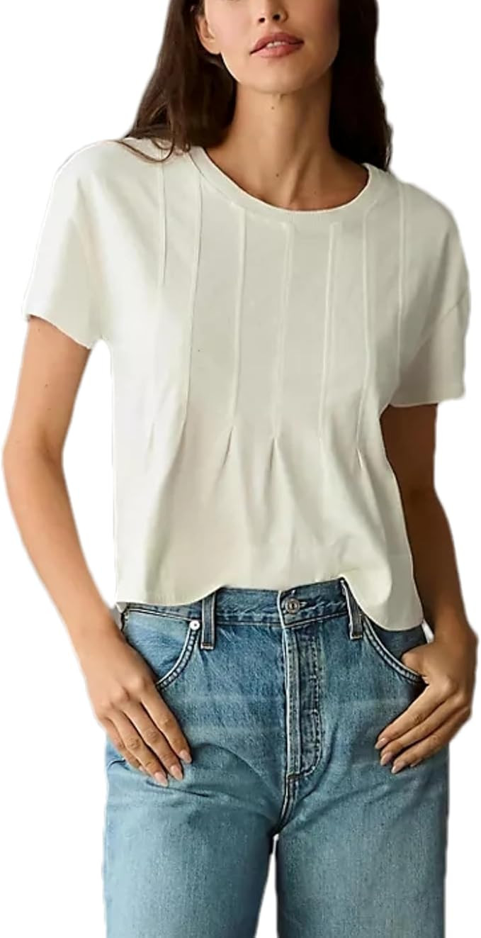 OPCAKM Womens Summer Pleated Swing Tee Casual Babydoll Peplum Tunic Shirts Tops | Amazon (US)