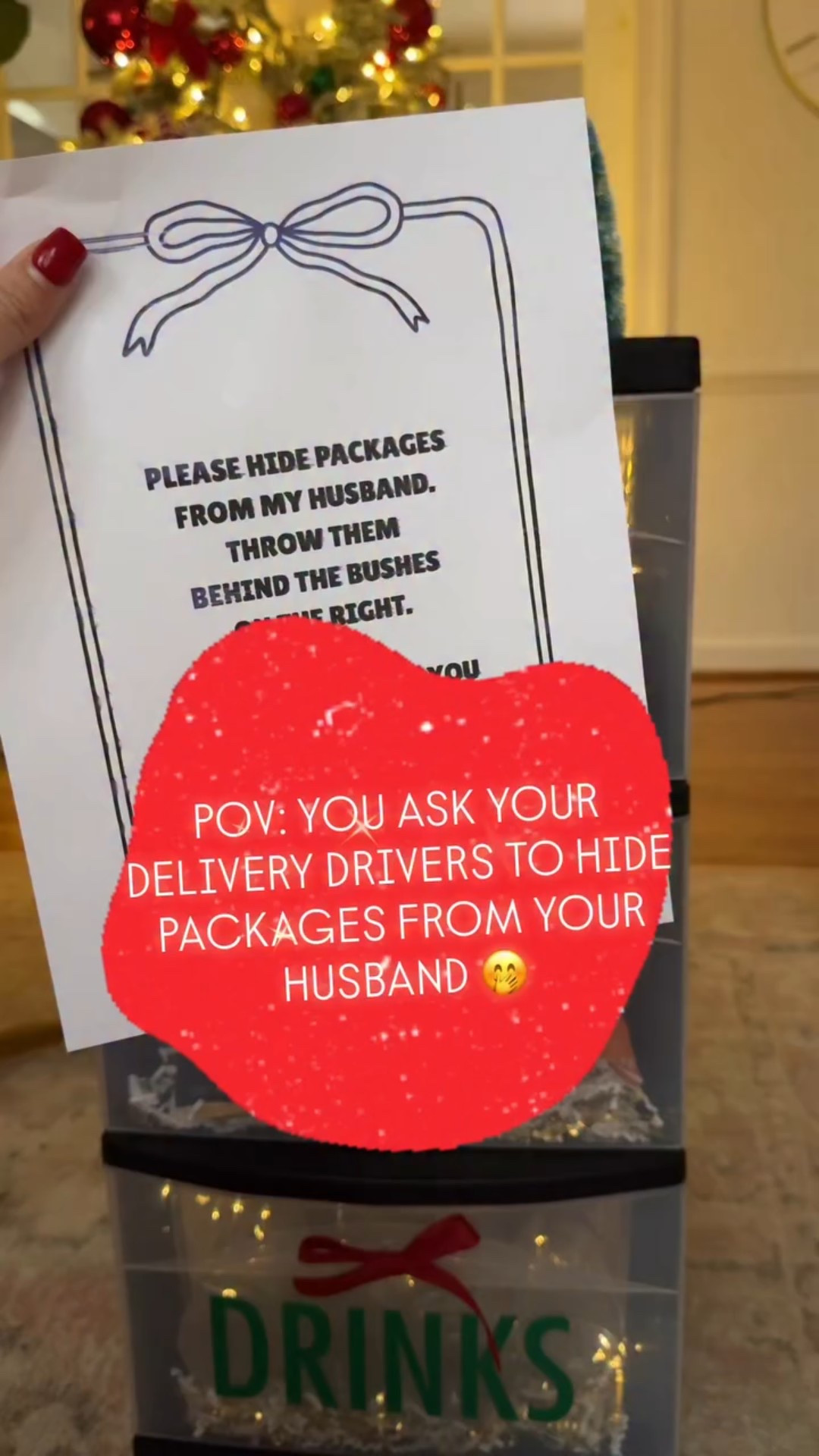 No covered porch? No problem! This 3 drawer rolling container is perfect for the job. ❤️❤️Can't wait to see how this year goes with the packages!😅🤭
.
 #christmas2025 #christmasdelivery