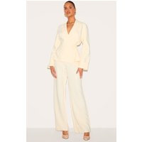 Cream Premium Woven Tie Side Blazer Jumpsuit | PrettyLittleThing US