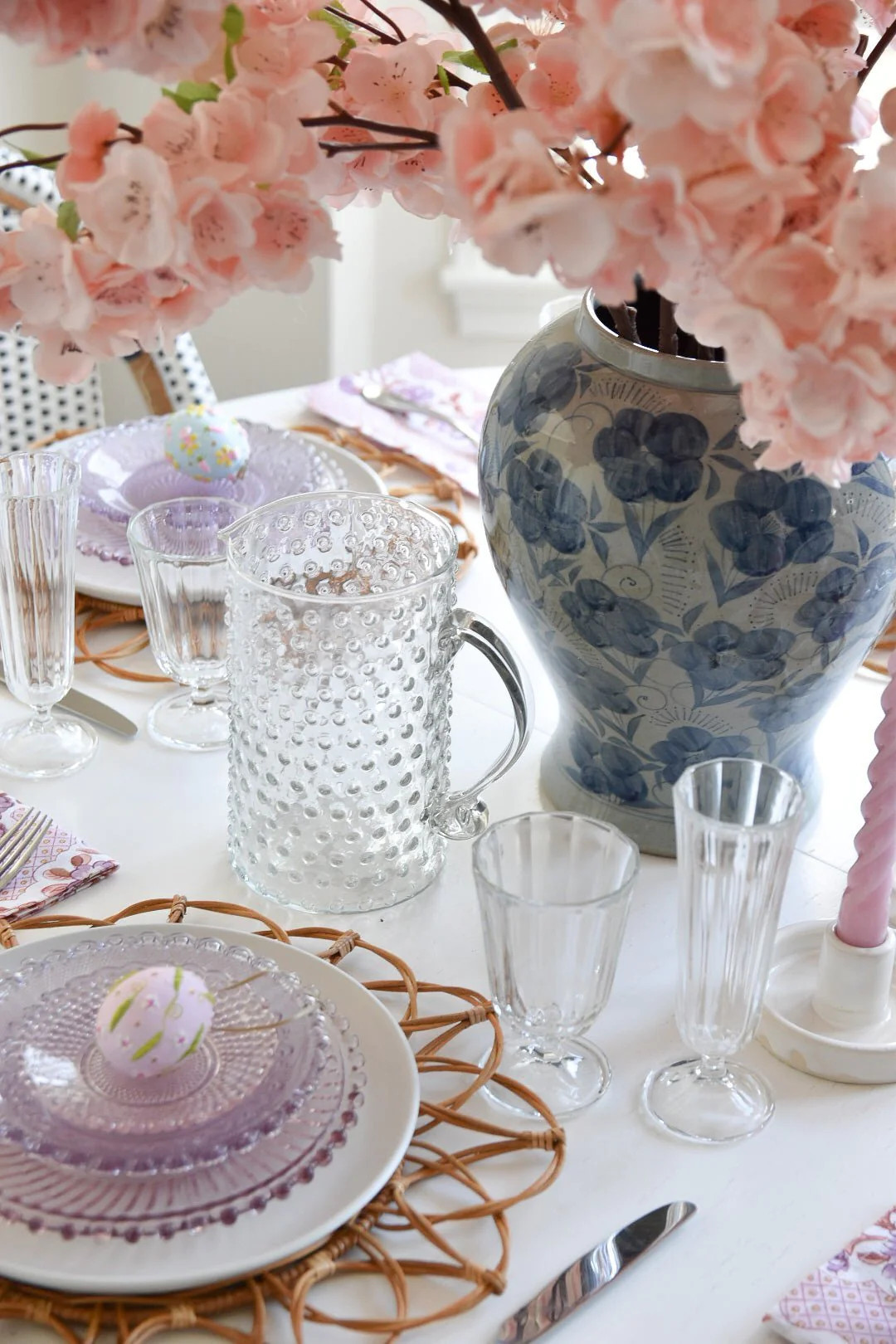 Lavender Block Print Linen Napkins | Katel Home