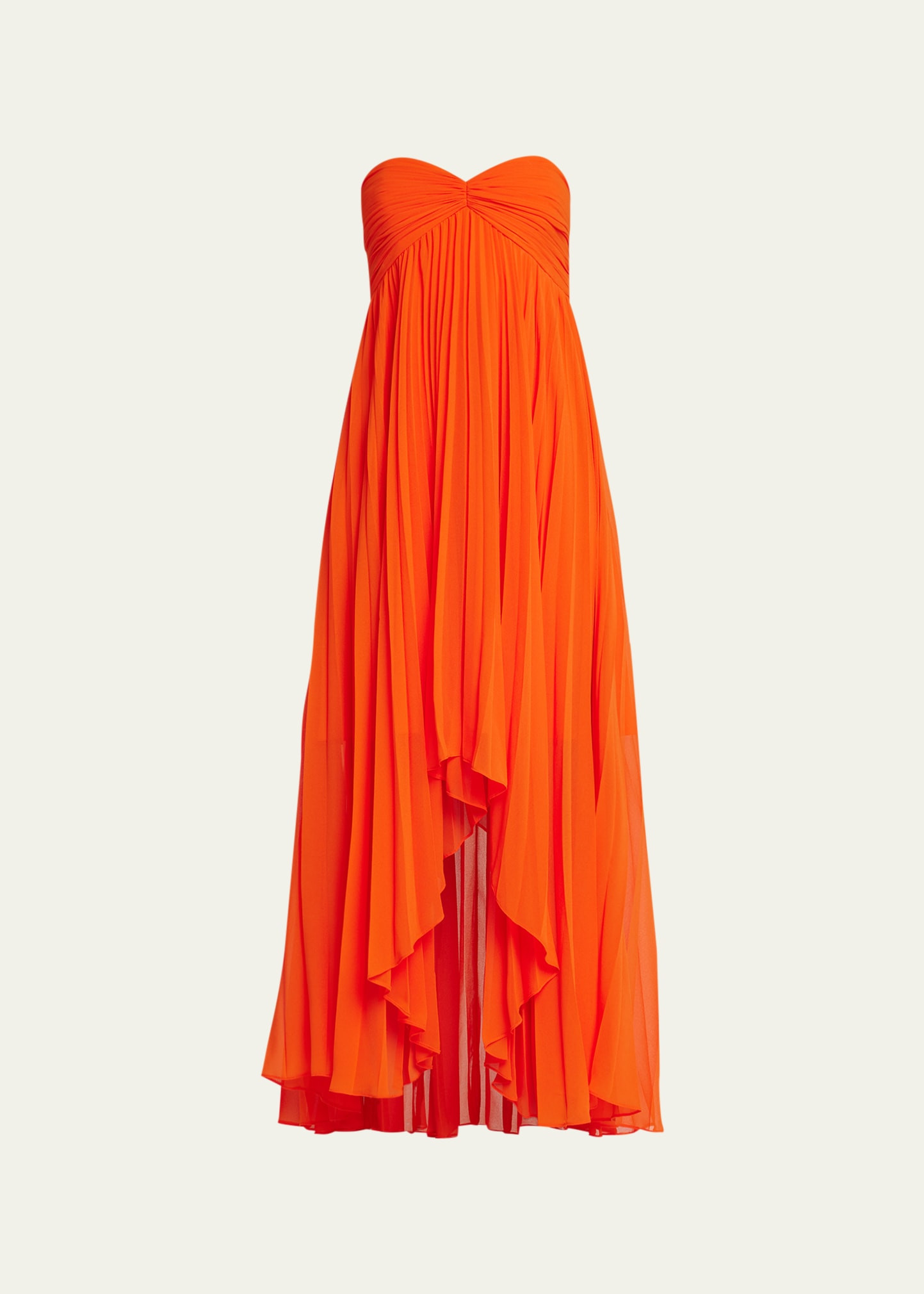 Badgley Mischka Collection Strapless Pleated High-Low Maxi Dress | Bergdorf Goodman