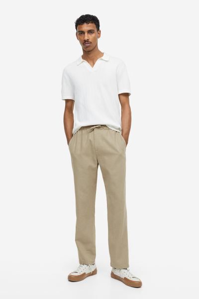 Regular Fit Linen-blend Pants - Cream - Men | H&M US | H&M (US + CA)