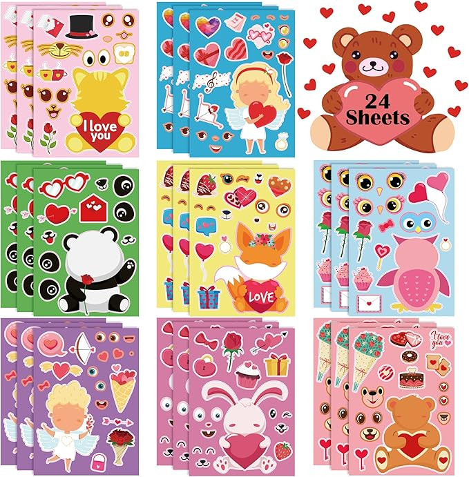 OHOME Valentines Stickers - Valentines Day Gifts for Kids School Classroom - DIY Valentine's Craf... | Amazon (US)