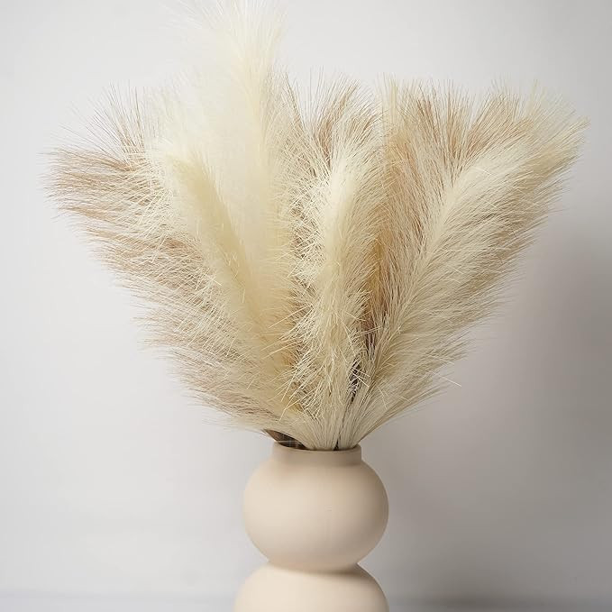 WXILIBE Faux Pampas Grass Bouquet 12pcs 3 Colors 24“/62cm, Natural Fluffy Artificial Pampas Gra... | Amazon (US)