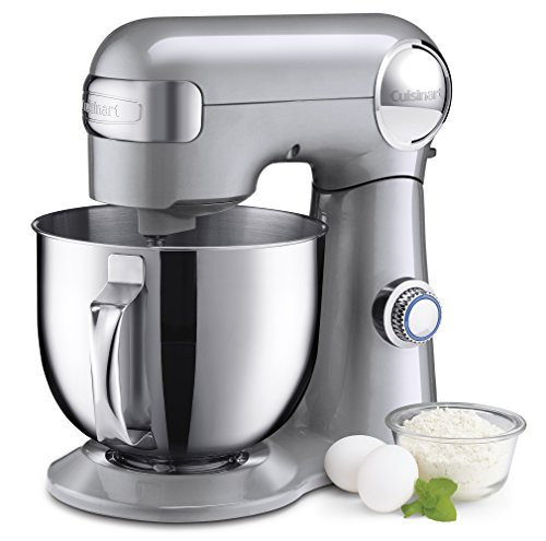 Cuisinart Stand Mixer, 12 Speeds, 5.5-Quart Mixing Bowl, Chef's Whisk, Flat Mixing Paddle, Dough Hook, and Splash Guard with Pour Spout, Silver Lining, SM-50BC, Silver Lining | Amazon (US)