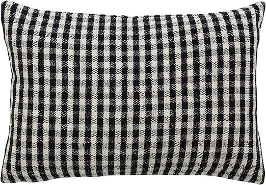 Creative Co-Op Woven Recycled Cotton Blend Lumbar, Gingham, Black and White Pillow Covers, 24" L ... | Amazon (US)
