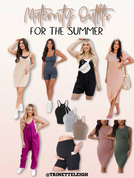 Maternity outfits for the summer. Maternity dresses. Maternity rompers. Maternity shorts. Maternity biker shorts. Crop tanks inspired by FP. 

#LTKPlusSize #LTKBump #LTKStyleTip