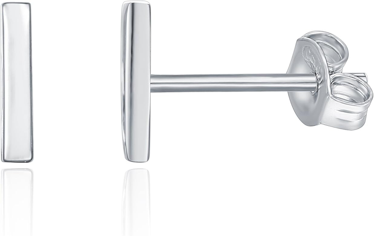 14K Gold Plated 925 Sterling Silver Dainty Mini Bar, Heart and Star Stud Earrings | Amazon (US)