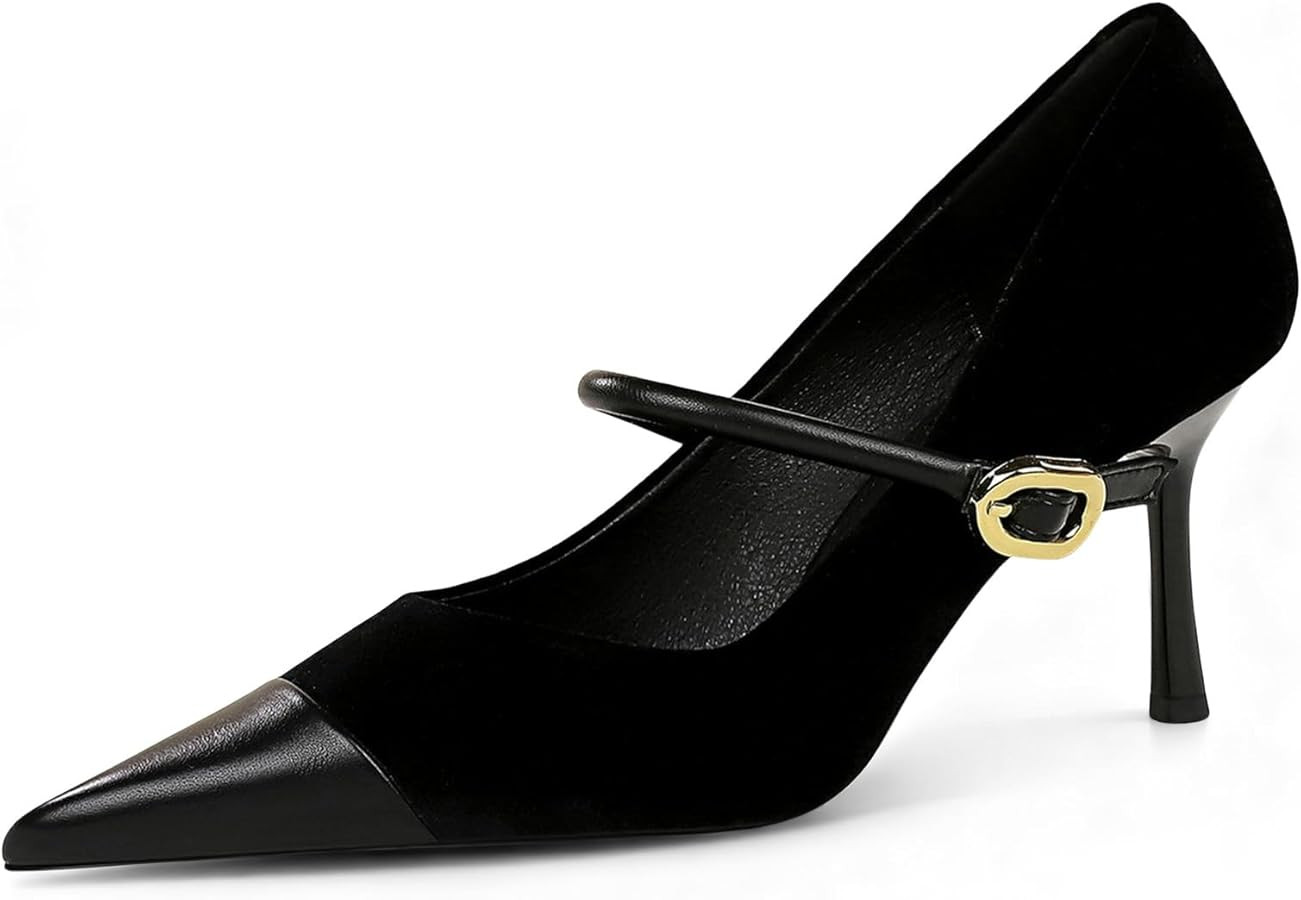 baobeijiadao Womens Pointed Toe Heeled Pumps Slip On Stiletto Heels Single-Strap Wedding Evening ... | Amazon (US)