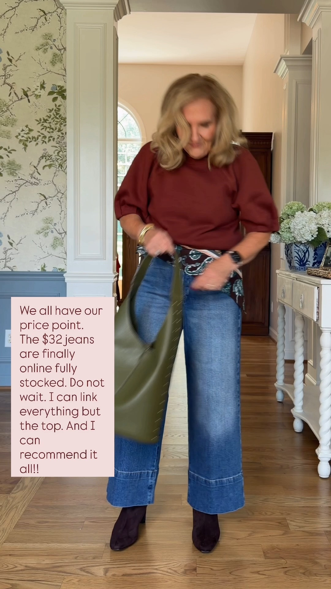 Jeans size 8 love that wide hem. 
Top isn’t online yet. Will add when it is. 
Bag scarf and boots all Walmart. Boots are faux suede and I’m thrilled with them! True to size 

Fall boots, fall outfits, Walmart, fashion, affordable fashion, wide leg, jeans, scarf tying tip

#LTKOver40 #LTKPetite #LTKootd