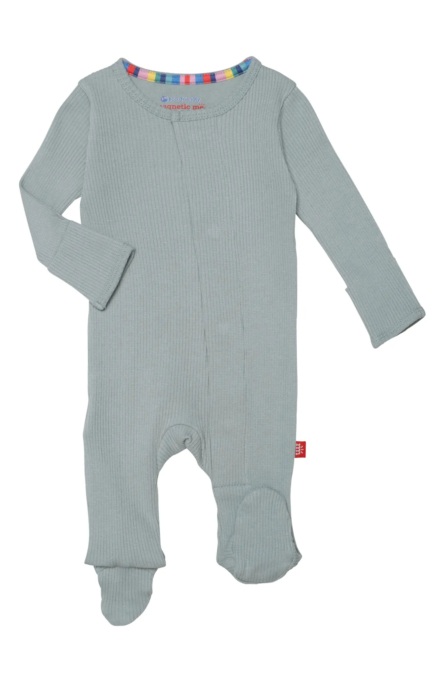 Magnetic Me Mist Ribbed Cotton Long Sleeve Magnetic Footie | Nordstromrack | Nordstrom Rack