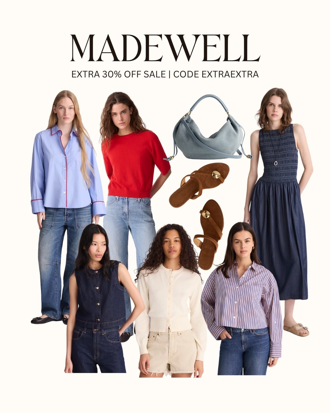 [4/14/26] @Madewell spring favorites! get an extra 30% off sale items with code EXTRAEXTRA 

 #LTKootd #LTKSeasonal #LTKSaleAlert