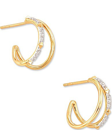 Kendra Scott Astrid 14k Yellow Gold Split Crystal Hoop Earrings - White Diamond | Dillard's