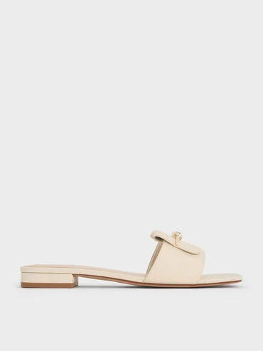 Chalk Knotted Accent Slide Sandals | CHARLES & KEITH UK | Charles & Keith UK
