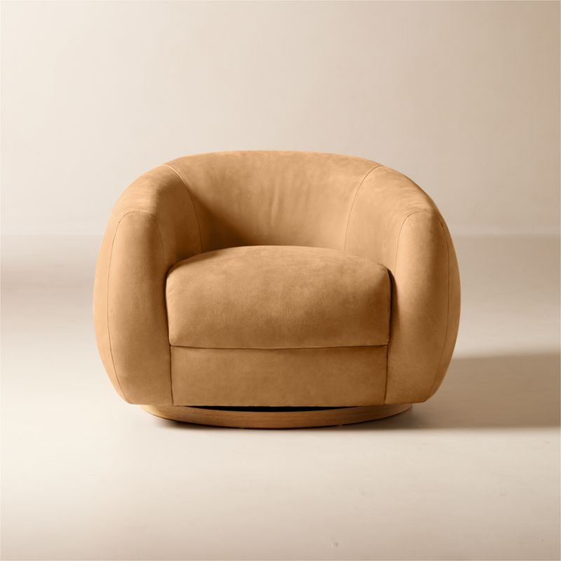 Laszlo Caramel Brown Leather Swivel Chair + Reviews | CB2 | CB2