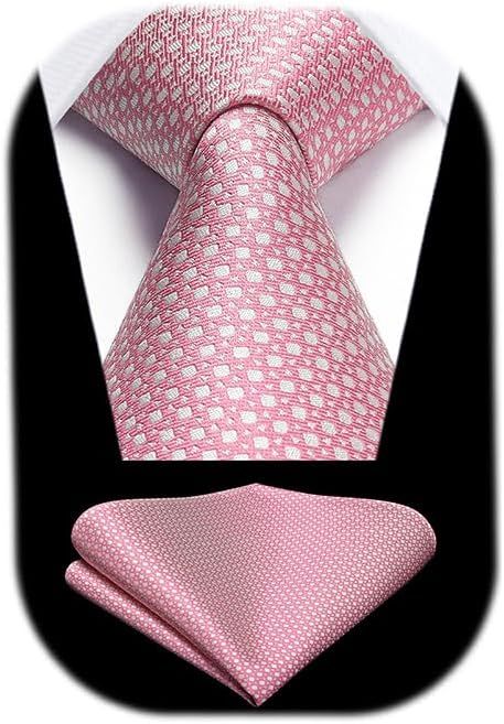 HISDERN Mens Ties Plaid Tie and Pocket Square Set Classic Woven Formal Checkered Neckties & Handk... | Amazon (US)