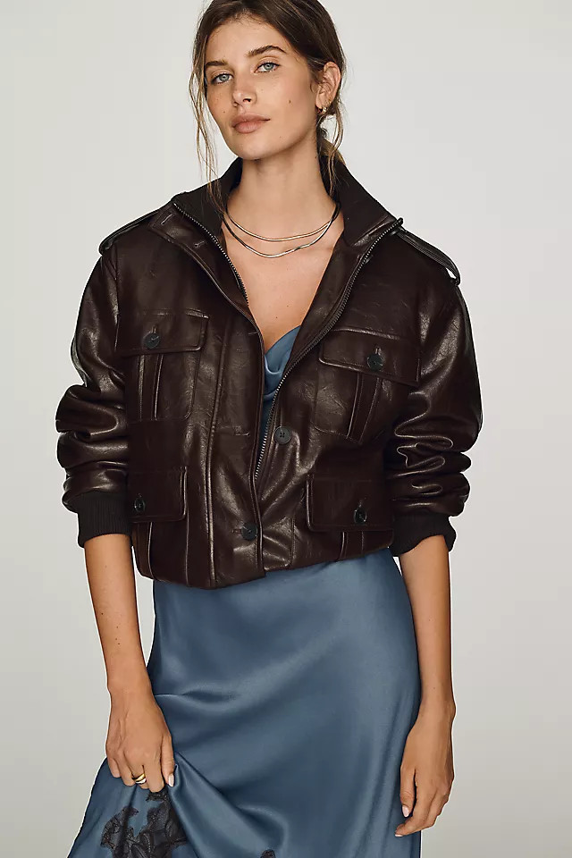 Faux-Leather Utility Jacket | Anthropologie (US)