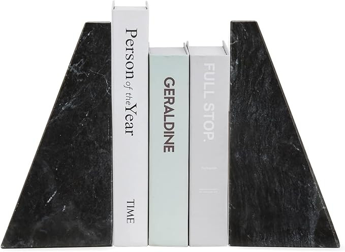 Fox Run Triangular 100% Natural Polished Black Marble Bookends 4 x 3 x 6 inches | Amazon (US)