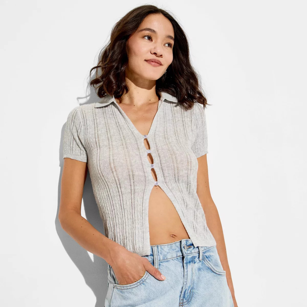Women's Flyaway Cardigan - Wild Fable\u2122 Gray M | Target