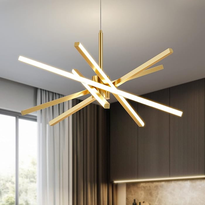 Modern Sputnik Chandelier Ceiling 82W LED Gold Pendant Light Embedded Mount Chandeliers Dining Ro... | Amazon (US)